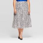 Women's Plus Size Flowy Side Zipper Mid-rise Skirt - Who What Wear Black/white
