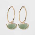 Semi-precious Stone Matte Green Aventurine Click Top Hoop Earrings - A New Day Green, Women's
