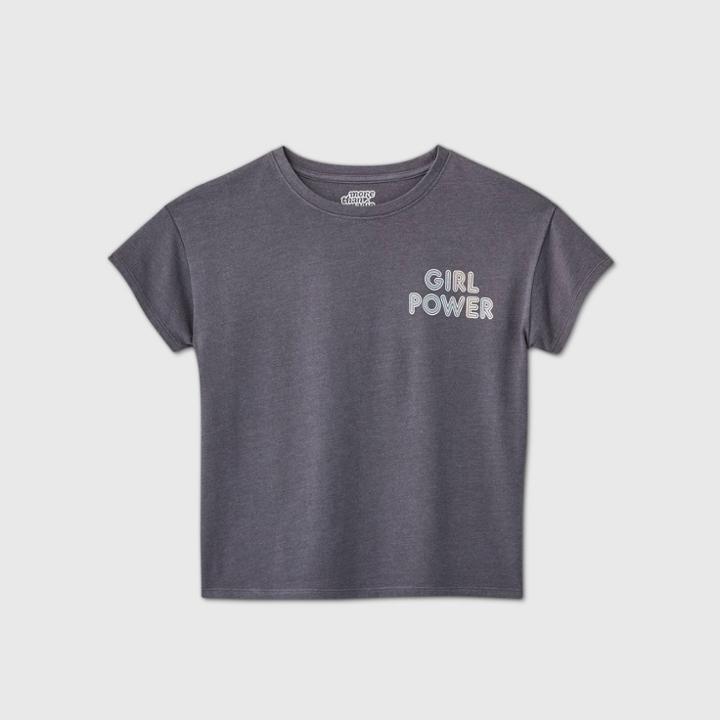 Girls' 'girl Power' Graphic T-shirt - More Than Magic Charcoal