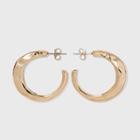 Shiny Flat Hammered Hoop Earrings - A New Day Gold