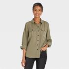 Women's Long Sleeve Button-down Utility Shirt - Knox Rose Green