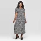 Women's Plus Size Polka Dot Short Sleeve V-neck Maxi Dress - Who What Wear Black/white