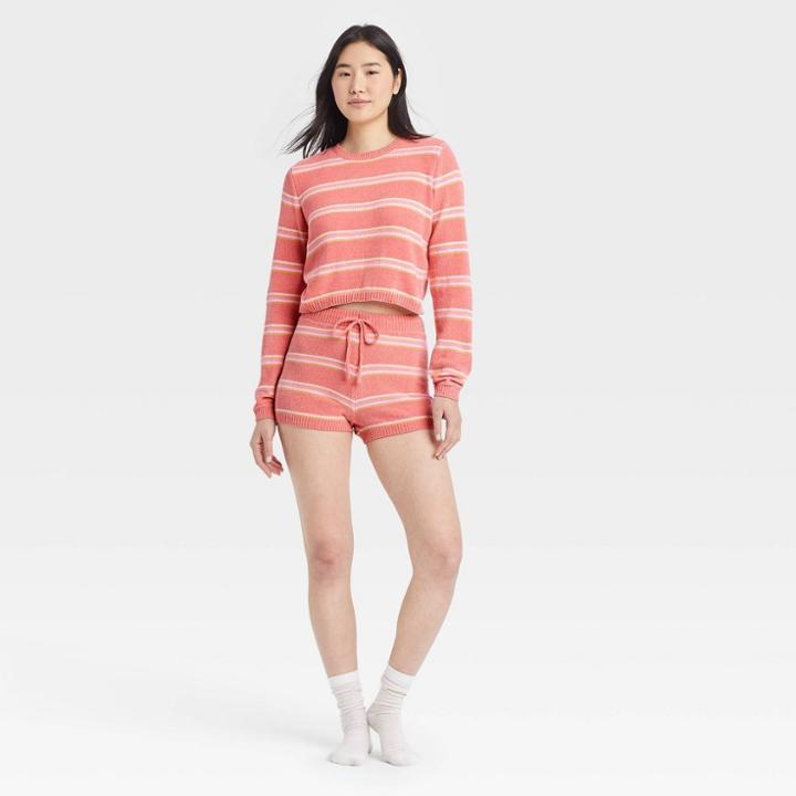 Women's Striped Chenille Lounge Top - Colsie Orange