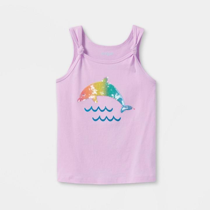Girls' Printed Flip Sequin Tank Top - Cat & Jack Light Purple