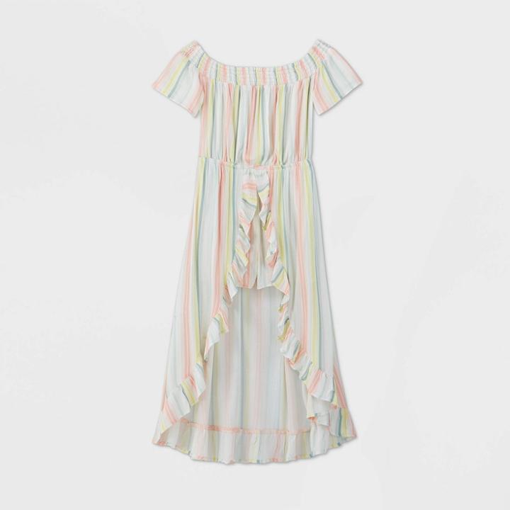 Girls' Off The Shoulder Walk-through Striped Dress - Art Class