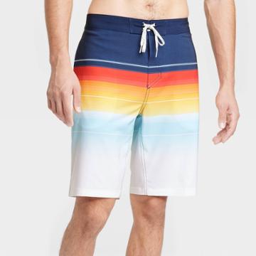 Men's 10 Sunset Striped Swim Shorts - Goodfellow & Co Orange