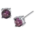 Target Silver Plated Brass Dark Purple Stud Earrings With Crystals From Swarovski (4mm), Girl's,