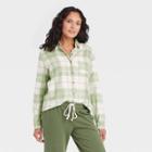 Women's Relaxed Fit Long Sleeve Flannel Button-down Shirt - Universal Thread Light Green Plaid
