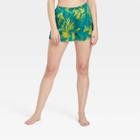 Women's Floral Print Satin Pajama Shorts - Stars Above Green