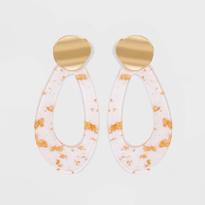Acrylic Tear Drop Earrings - A New Day Gold/white, Women's