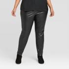 Women's Plus Size Leather Leggings - A New Day Black X, Women's