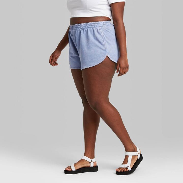 Women's Plus Size High-rise Dolphin Shorts -wild Fable Blue