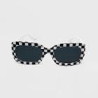 Checkerboard Print Sunglasses - Wild Fable White
