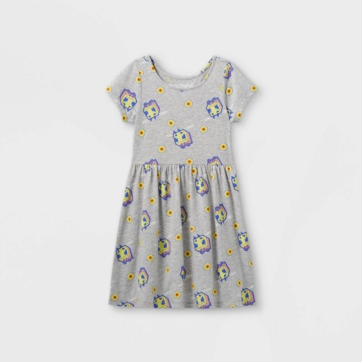 Girls' Minecraft Bee Skater Dress - Heathered Gray