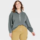 Women's Plus Size Henley Neck Fleece Sweatshirt - Universal Thread Dark Gray