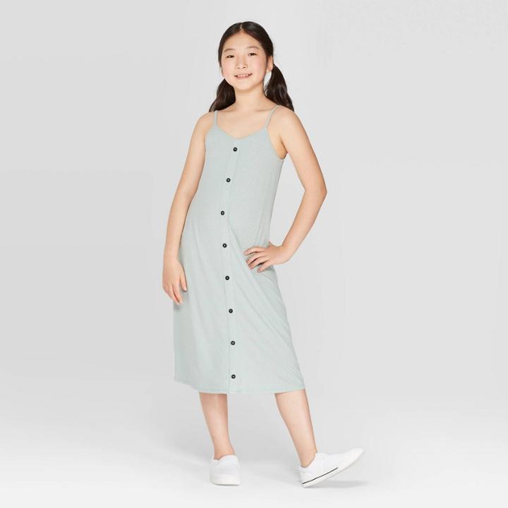 Target Girls' Button-down Midi Dress - Art Class Gray