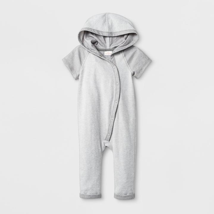 Petitebaby Boys' Short Sleeve Hooded Romper - Cat & Jack Gray