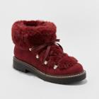 Women's Tessie Faux Fur Hiker Boots - A New Day Burgundy (red)