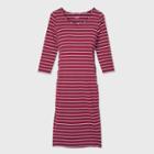 Striped 3/4 Sleeve T-shirt Maternity Dress - Isabel Maternity By Ingrid & Isabel Burgundy