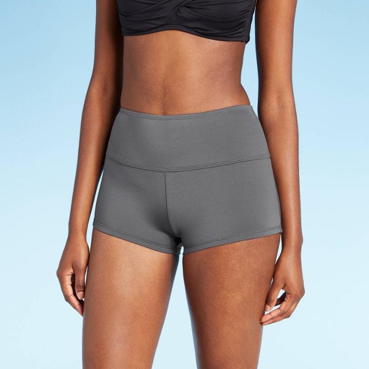 Women's High Waist High Coverage Swim Shorts - Kona Sol Gray Xs, Women's, Blue