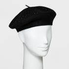 Women's Wool Beret With Stone Embellishment Hat - A New Day Black