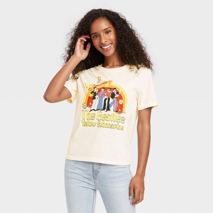 Women's The Beatles Yellow Submarine Short Sleeve Graphic T-shirt - Cream
