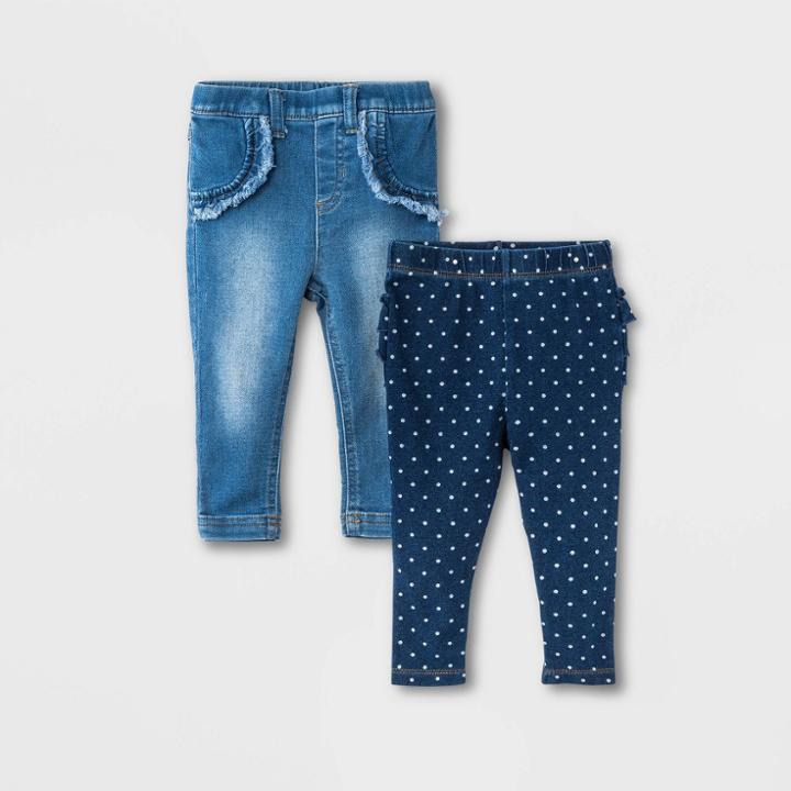 Baby Girls' 2pk Bundle Jeans - Cat & Jack Denim Blue Newborn