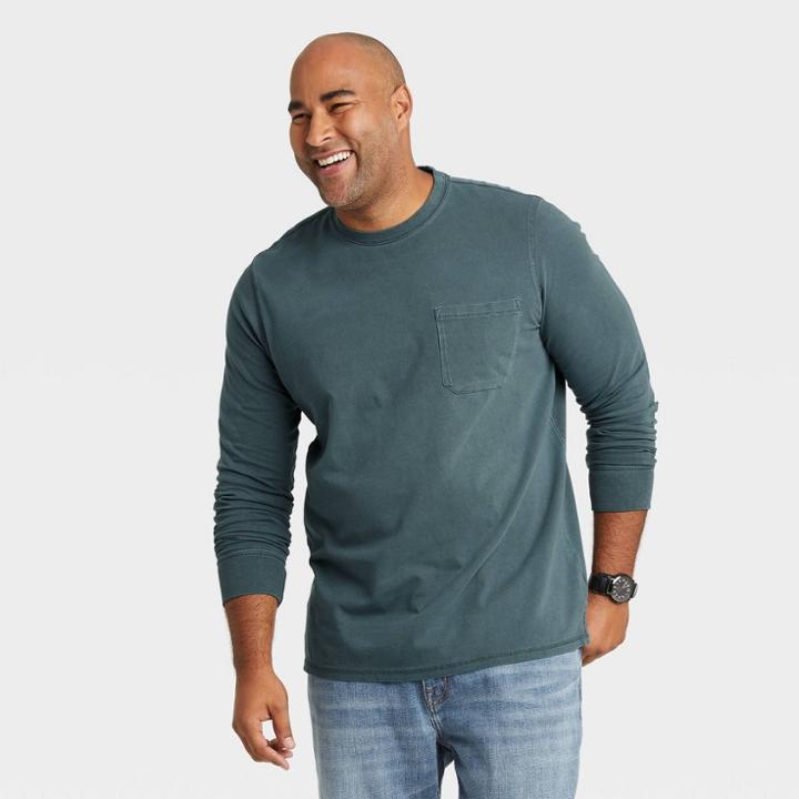 Men's Tall Standard Fit Long Sleeve Crewneck T-shirt - Goodfellow & Co Green