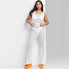 Women's High-rise Crochet Knit Flare Pants - Wild Fable White