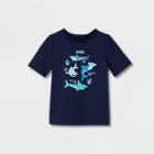 Toddler Boys' Fish Print Short Sleeve Print Rash Guard - Cat & Jack Navy Blue