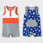 Baby Boys' 2pk Americana Romper Set - Cat & Jack Gray Newborn, Boy's, Blue