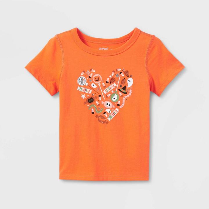 Toddler Kids' Adaptive Long Sleeve Halloween T-shirt - Cat & Jack Orange