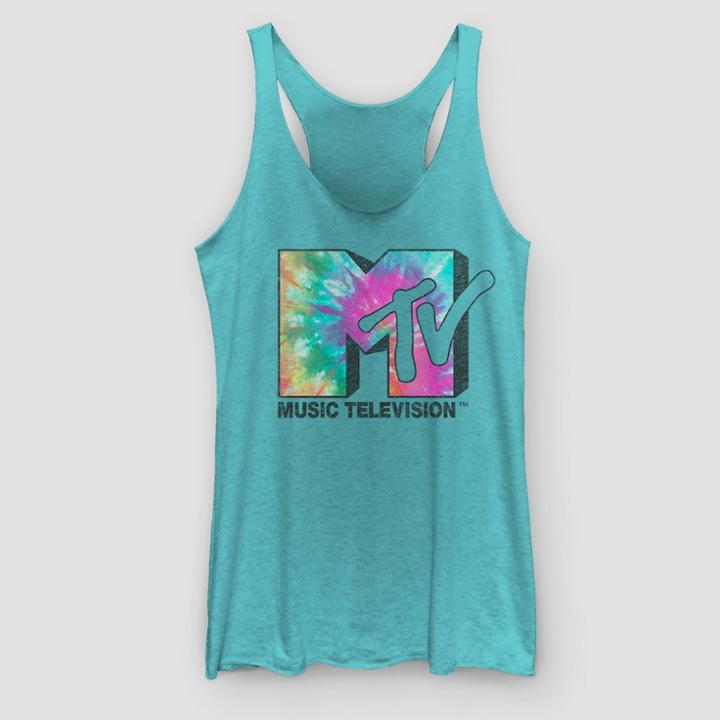 Fifth Sun Women's Mtv Tie Dye Logo Tank Top - (juniors') Teal