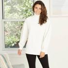 Women's Long Sleeve Mock Turtleneck T-shirt - A New Day Cream