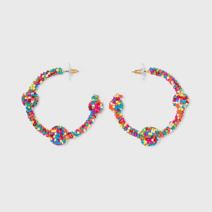 Sugarfix By Baublebar Three Quarter Beaded Hoop Earrings,