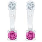 Target Created Pink Sapphire & Created White Sapphire Prong Set Stud Front And Back Earring In Sterling