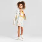 Girls' Tie Dye Swirl Ruffle Denim Jacket - Art Class White