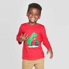 Toddler Boys' Christmas Dinosaur Long Sleeve Graphic T-shirt - Cat & Jack Red