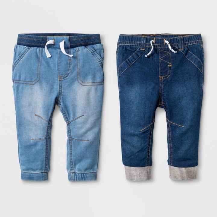 Baby Boys' Knit Denim Jogger Set 1 Light Wash And 1 Medium Wash - Cat & Jack Blue