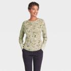 Women's Long Sleeve Thermal Top - Knox Rose Light Green Floral