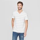 Men's Striped Regular Fit Short Sleeve Novelty V-neck T-shirt - Goodfellow & Co White