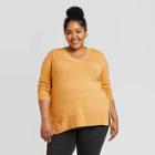 Women's Plus Size V-neck Pullover Sweater - Ava & Viv Yellow X