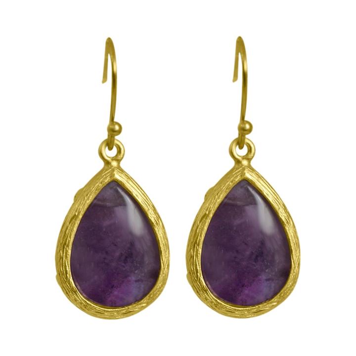 Zirconmania Zirconite Elongated Pear Shape Drop Earring - Amethyst