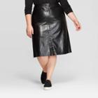 Women's Plus Size Faux Leather Skirt - Ava & Viv Black