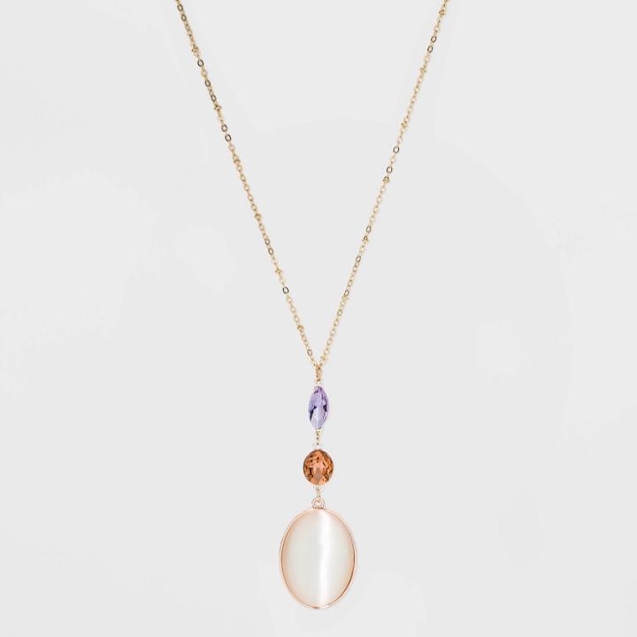 Mother Of Pearl And Crystal Pendant Necklace - A New Day , Women's,