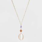 Mother Of Pearl And Crystal Pendant Necklace - A New Day , Women's,