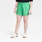 Women's Plus Size High-rise Pull-on Shorts - A New Day Bright Green