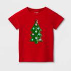 Girls' Short Sleeve 'christmas Tree' Flip Sequin T-shirt - Cat & Jack Red