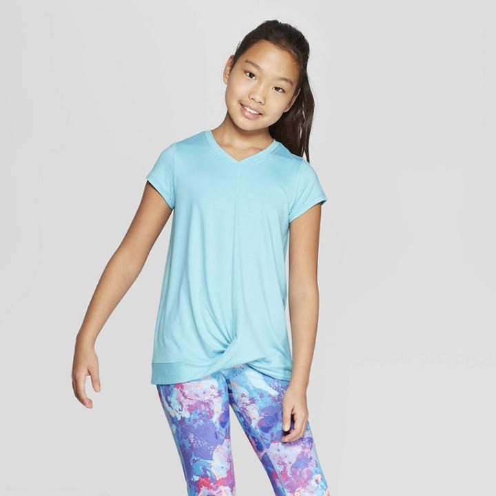 Girls' Knot Front Super Soft Tech T-shirt - C9 Champion Turquoise Blue