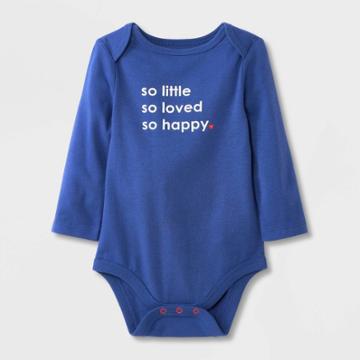 Baby Girls' 'so Little So Loved So Happy' Long Sleeve Bodysuit - Cat & Jack Blue Newborn